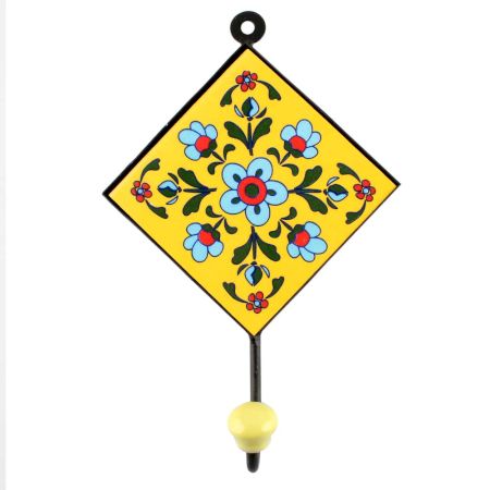 Turquoise Tiny Flower Ceramic Tiles Hook